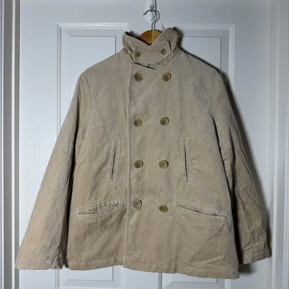 Uniqlo Ines de la Fressange Corduroy Double Breasted Pea Coat Jacket Medium - Picture 2 of 16